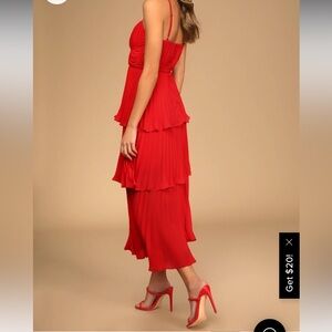 Lulus red tiered midi dress